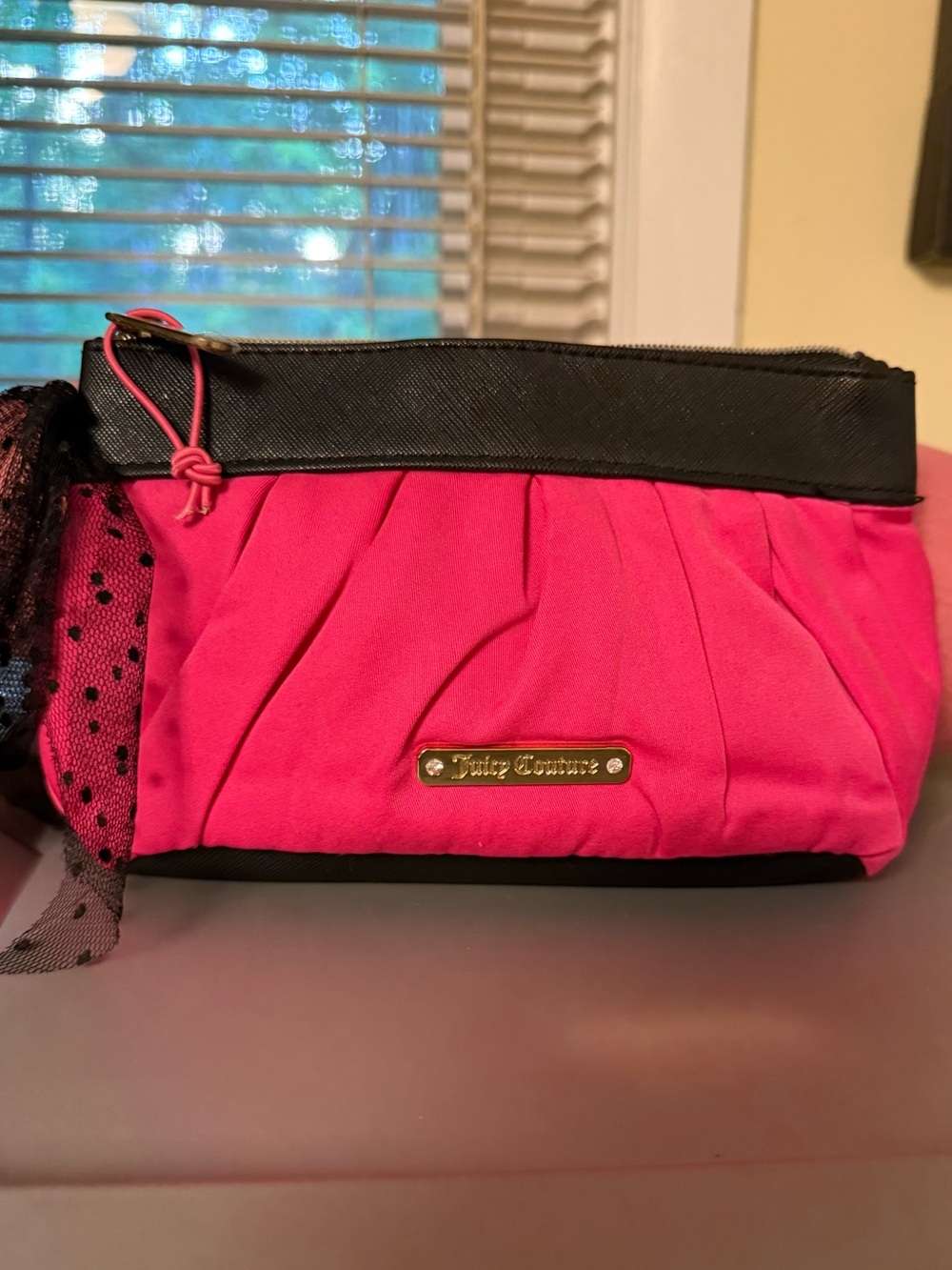 Juicy Couture Pink and Black Cosmetic Pouch